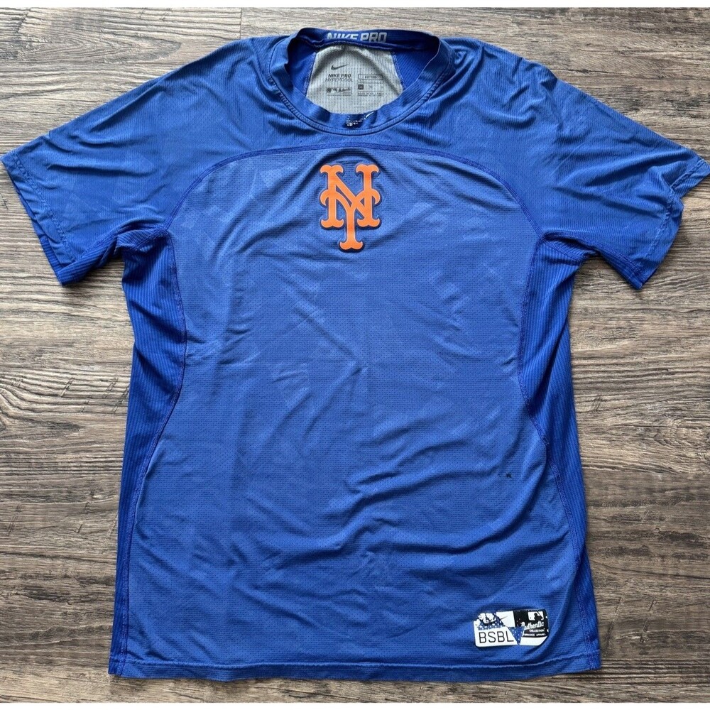 Nike Pro Combat Dri-FIT MLB New York Mets Performance Shirt XL Blue Orange